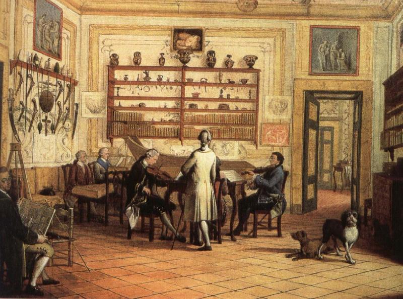 hans werer henze The mid-18th century a group of musicians take part in the main Chamber of Commerce fortrose apartment in Naples, Italy Germany oil painting art